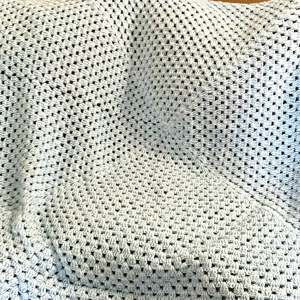Handmade by myself Crochet baby blue blanket